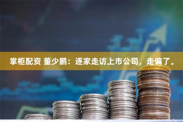 掌柜配资 董少鹏：逐家走访上市公司，走偏了。